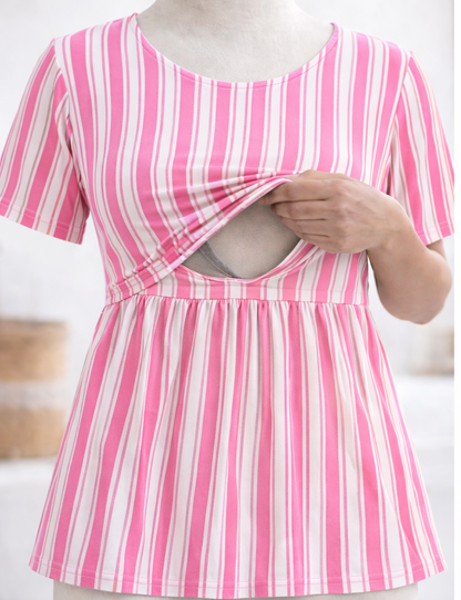 Candy Stripes - Feeding Peplum Top