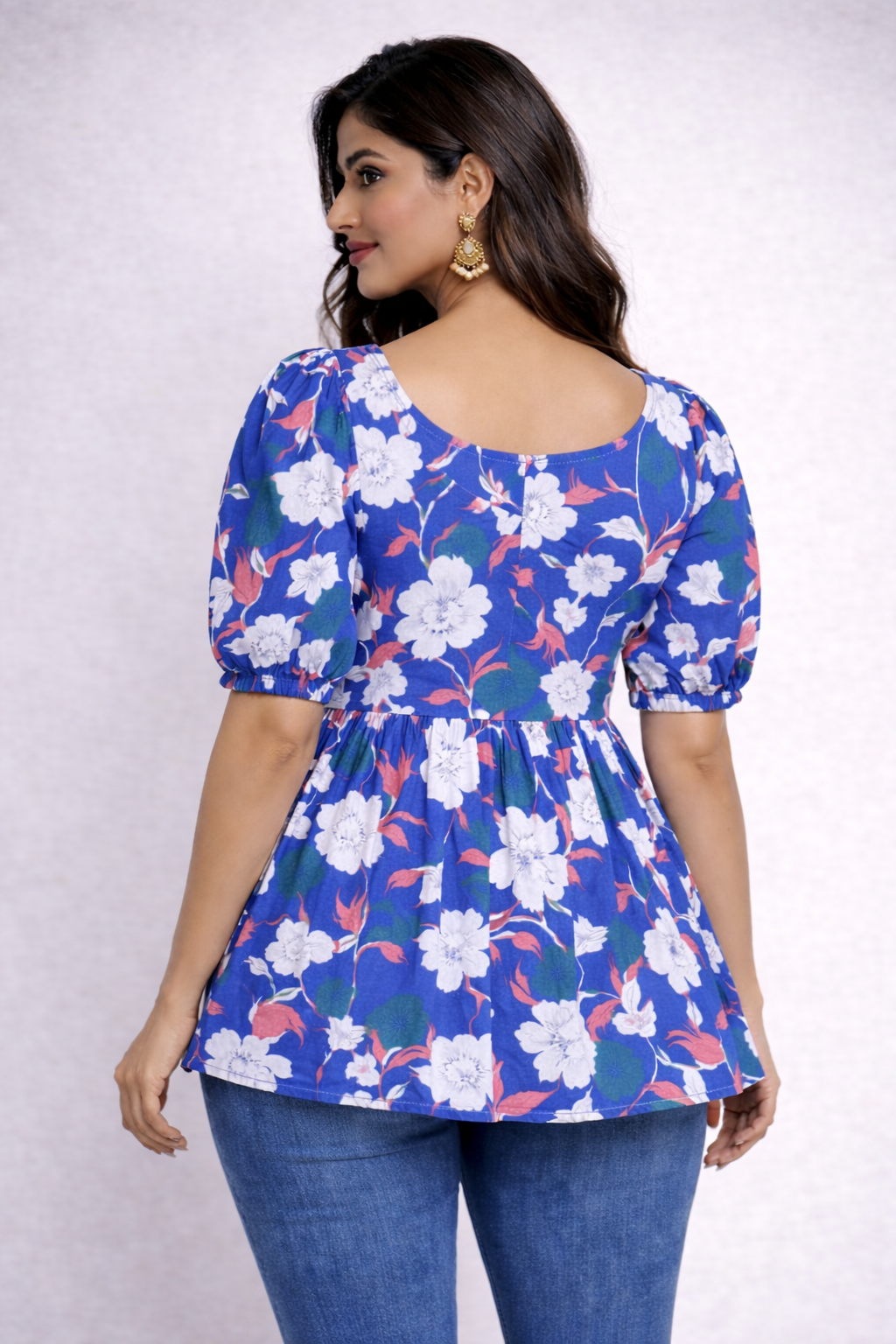 Blue Breeze - Cotton Peplum Top
