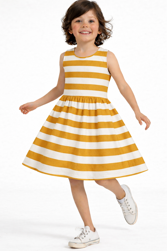 Yellow Stripes - Kids Frock
