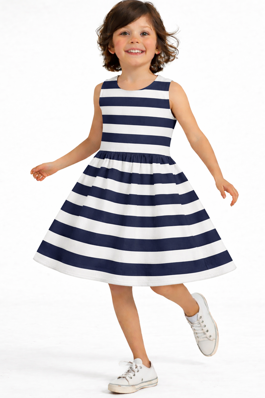 Navy Stripes - Kids Frock