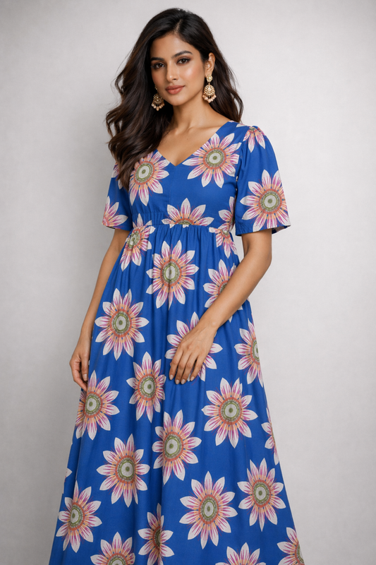 Aura Blue Cotton Maxi