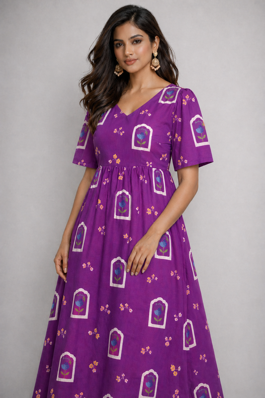 Magenta Bloom Cotton Maxi