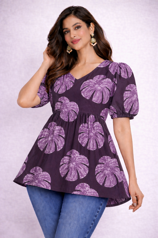 Royal Dusk - Cotton Peplum Top