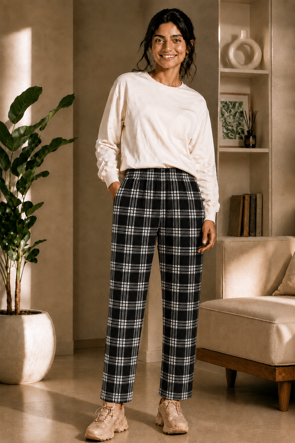 Black Checks - Trackpant