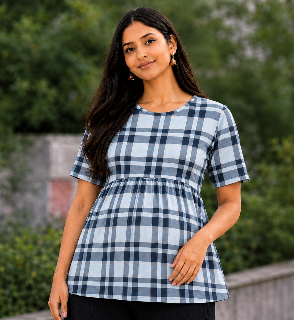 Ice Checks - Peplum Top