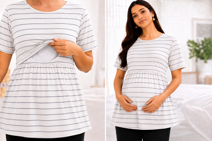 Classy Stripes - Feeding Peplum Top