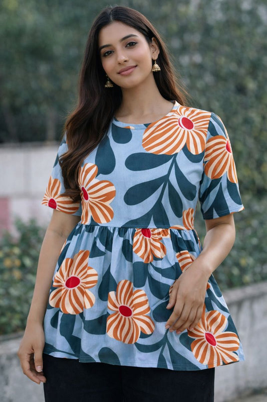 Ocean Breeze - Peplum Top