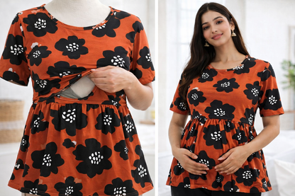 Black Coffee - Feeding Peplum Top