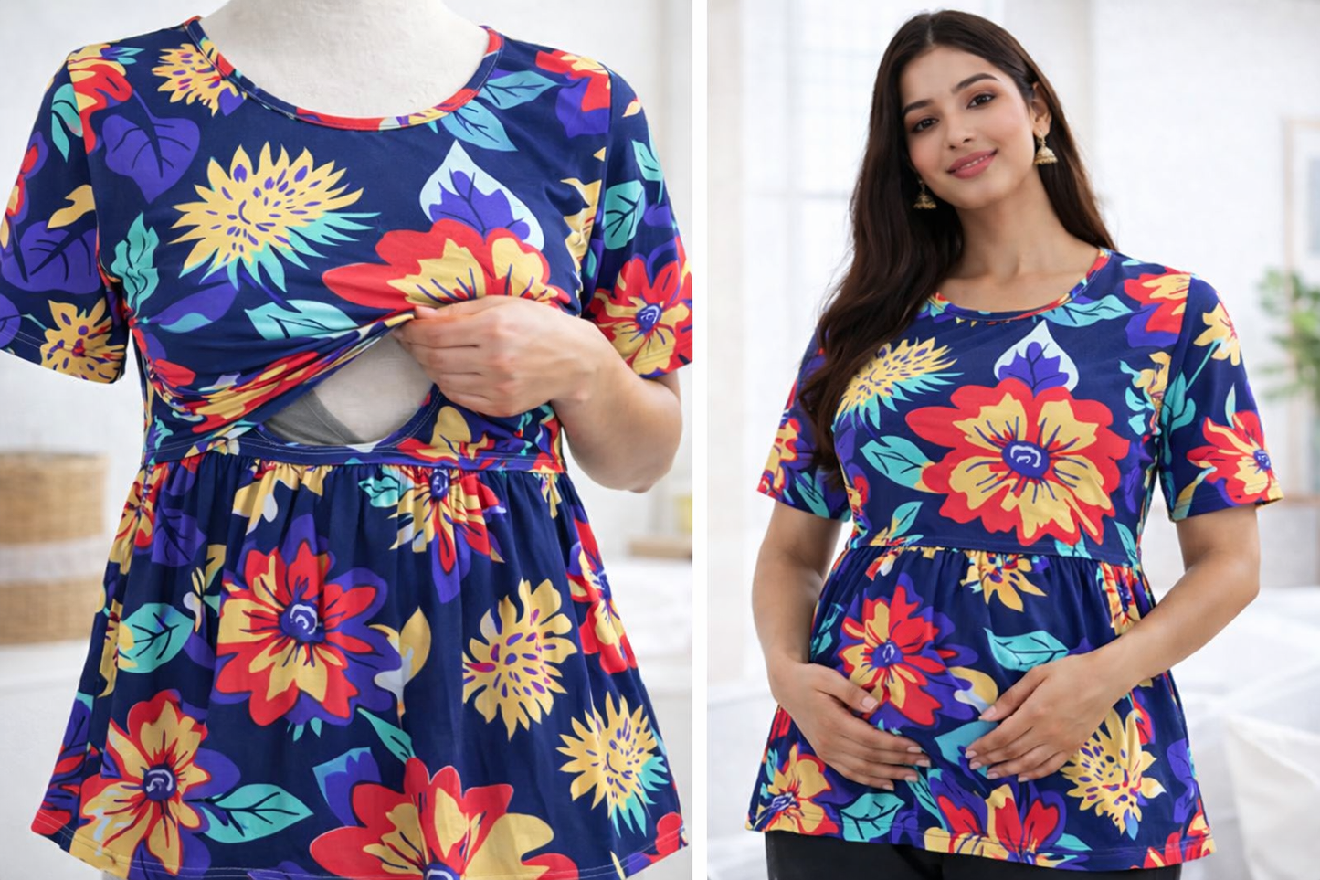 Neon Flowers - Feeding peplum top