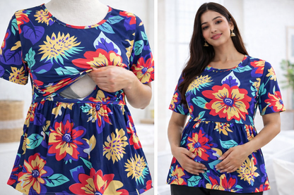 Neon Flowers - Feeding peplum top