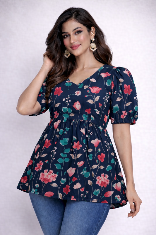 Neelambari - Cotton Peplum Top