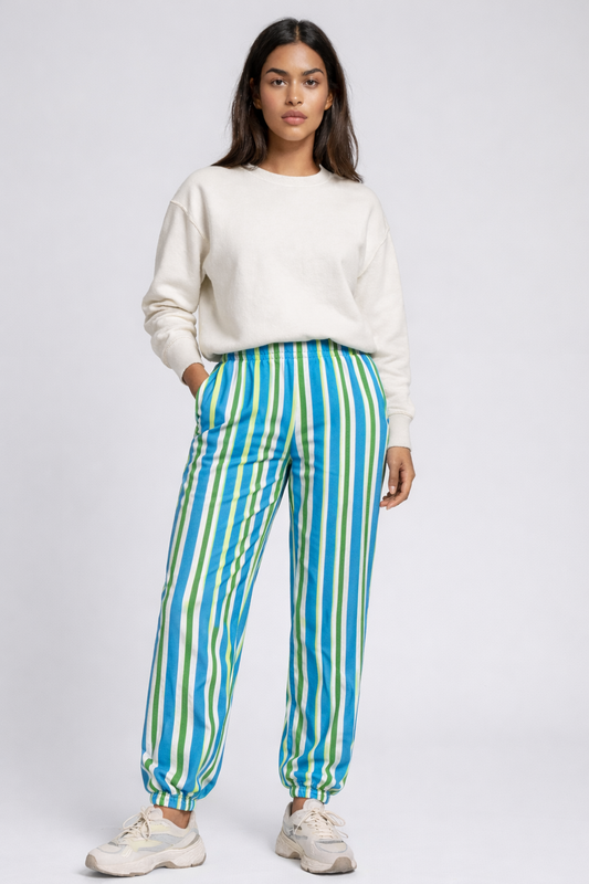Aqua Blue Stripes - Trackpant