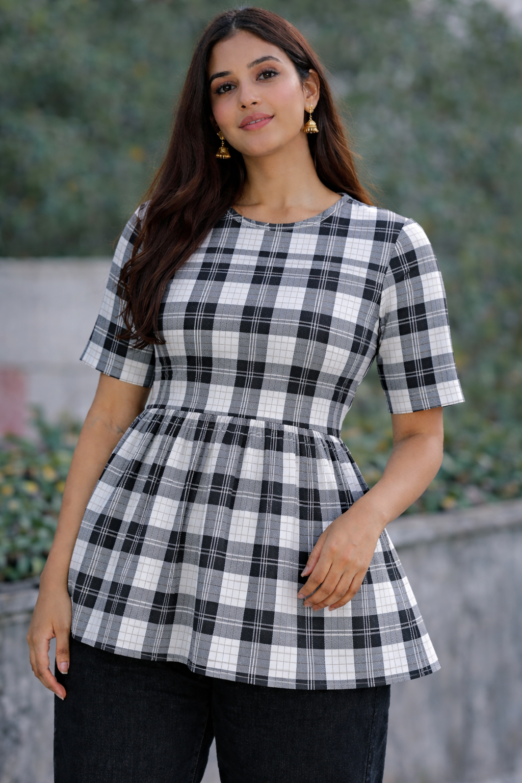 CheckerBoard - Peplum Top