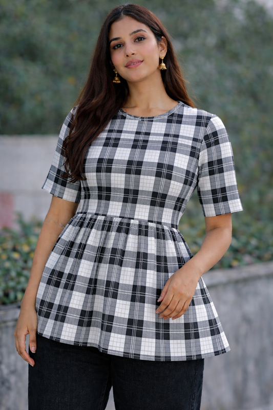 CheckerBoard - Peplum Top