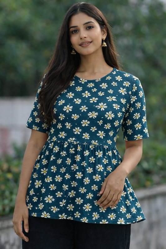 Vintage Green - Peplum Top