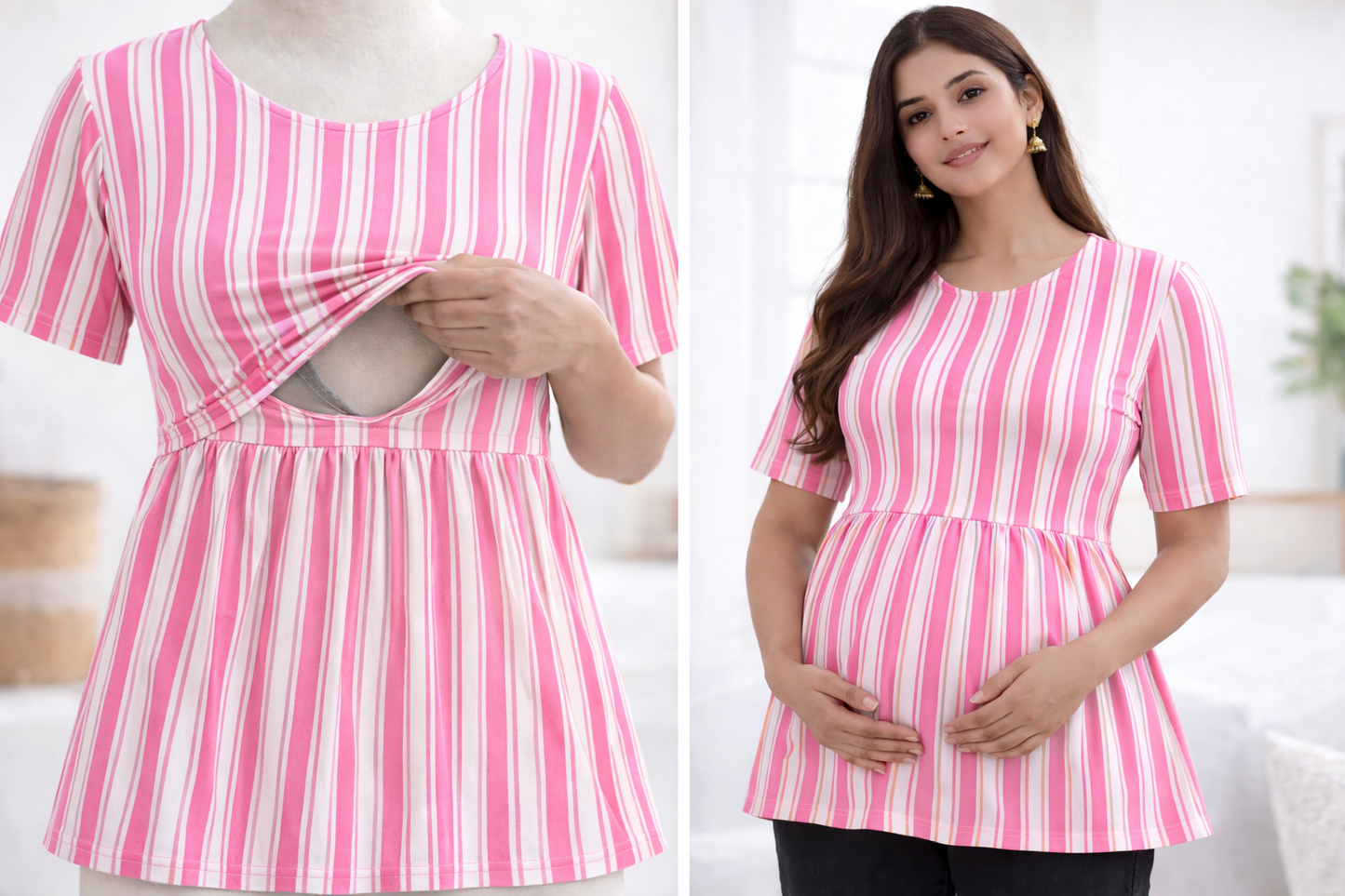 Candy Stripes - Feeding Peplum Top