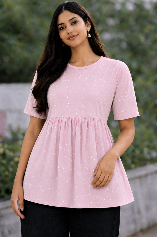 Pink Snowfall - Peplum Top