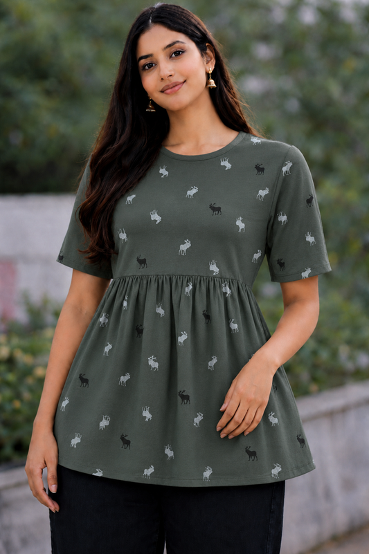 Olive Deer - Peplum Top