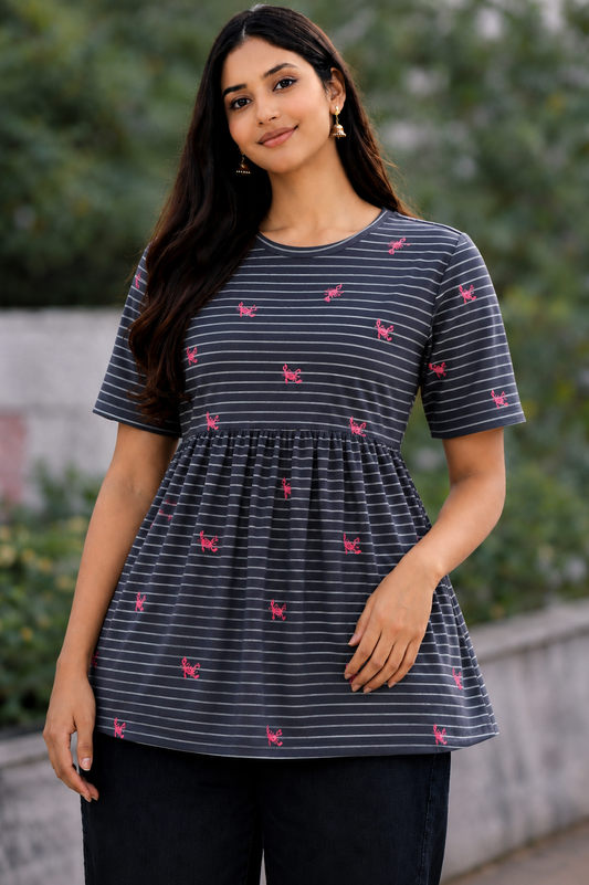 Pink Tide - Peplum Top