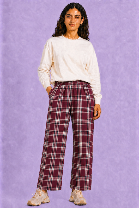 Maroon Checks - Trackpant