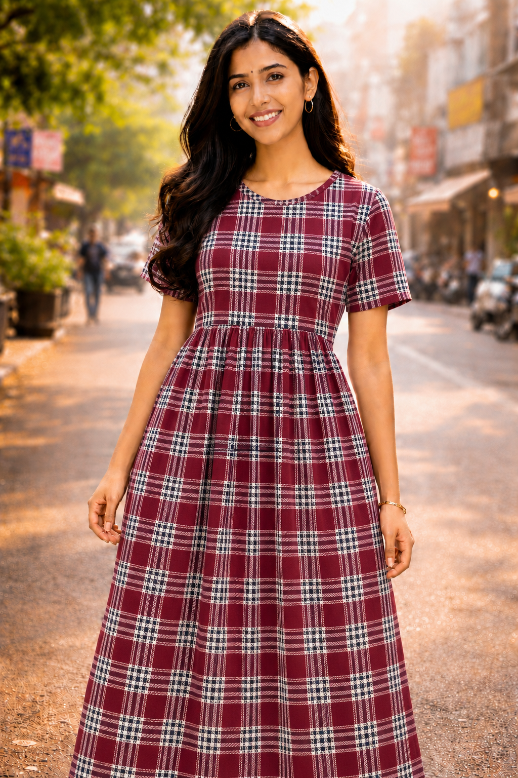 Maroon Checks - Non Feeding Lounge Wear