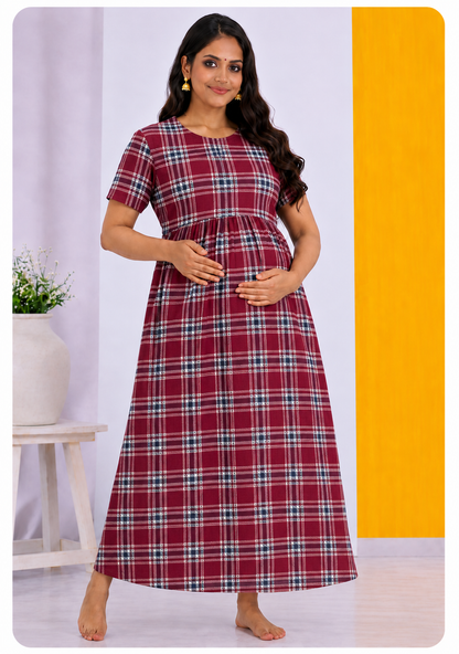 Maroon checks - Feeding Lounge Wear
