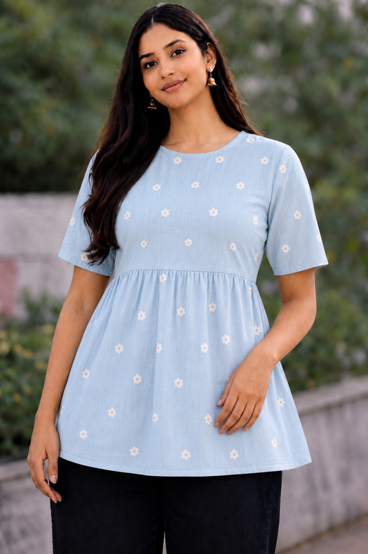 Snow Daisy - Peplum Top