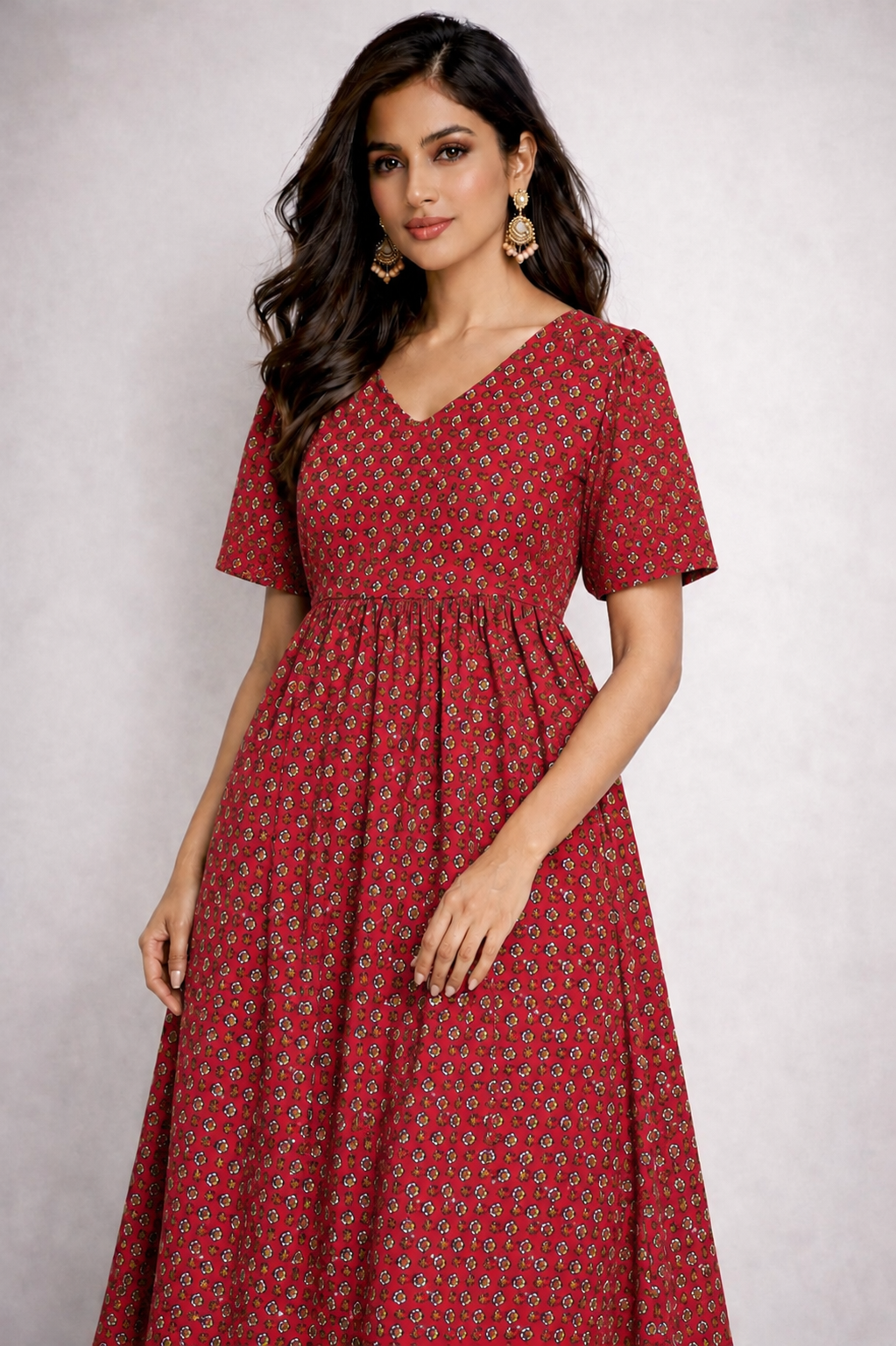 Ruby Blossom Cotton Maxi