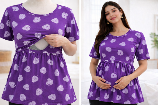 Purple Strawberry - Feeding Peplum Top