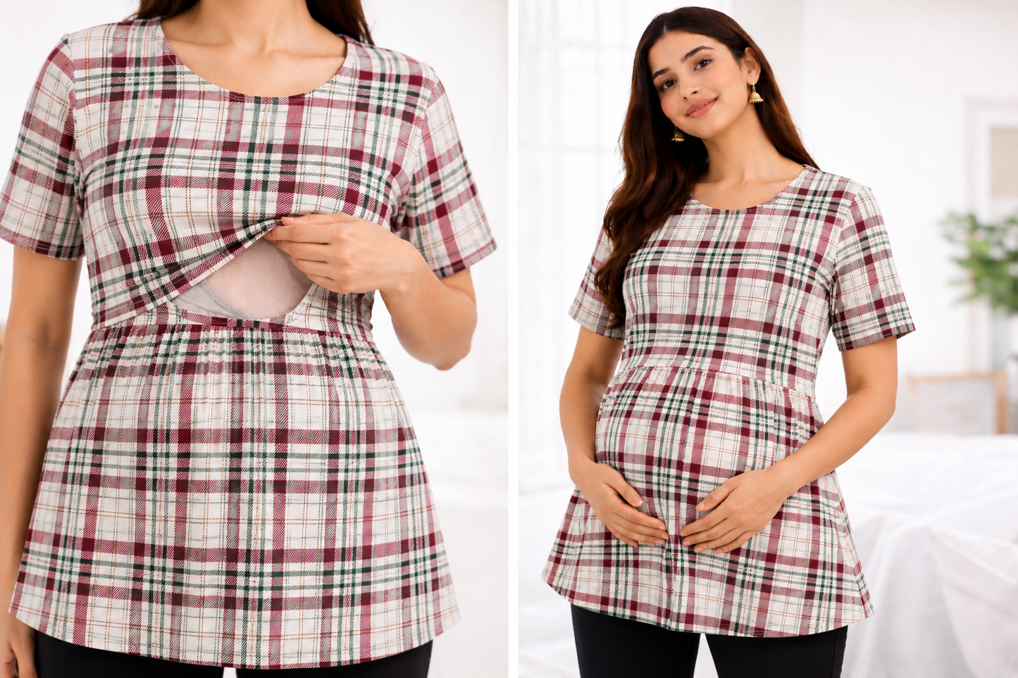 Cherry Checks - Feeding Peplum Top