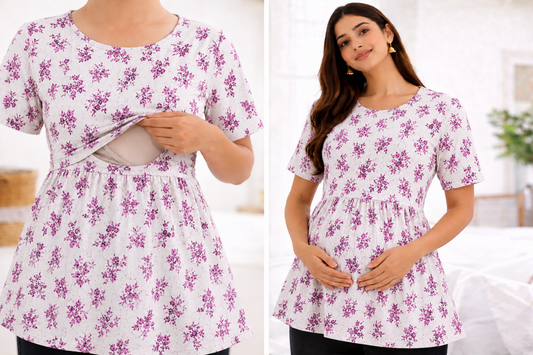 Pink Plum - Feeding Peplum Top