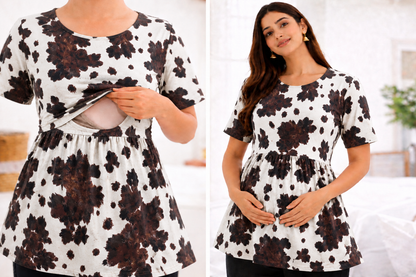 Cocoa Mist - Feeding Peplum Top