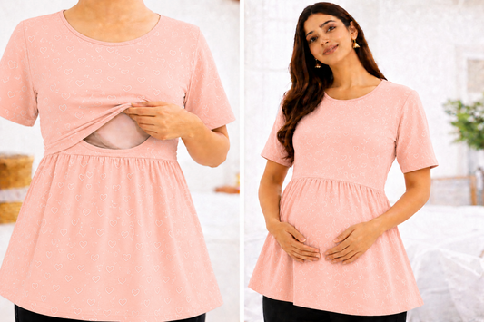 Peach Hearts - Feeding Peplum Top