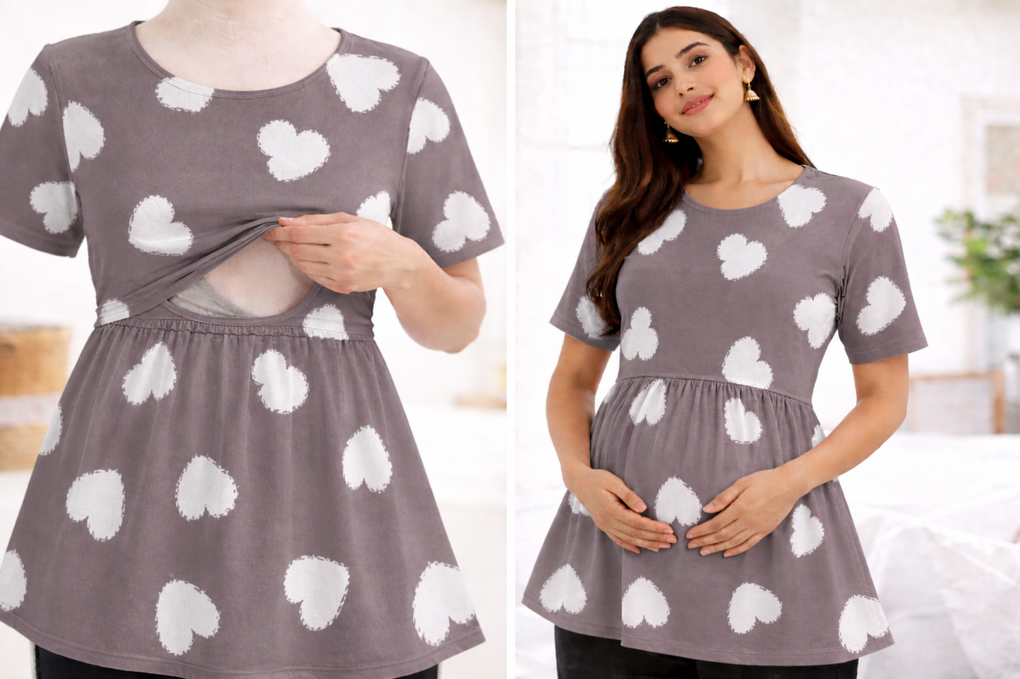 Cloudy Hearts - Feeding Peplum Top