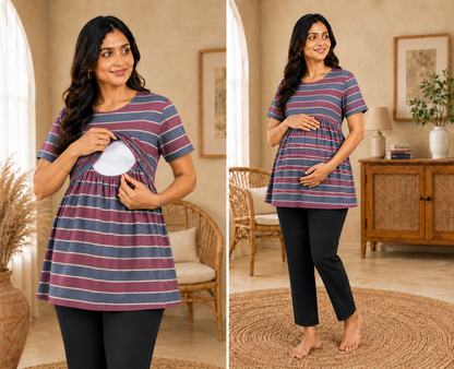 Vintage Stripes - Feeding Peplum Top