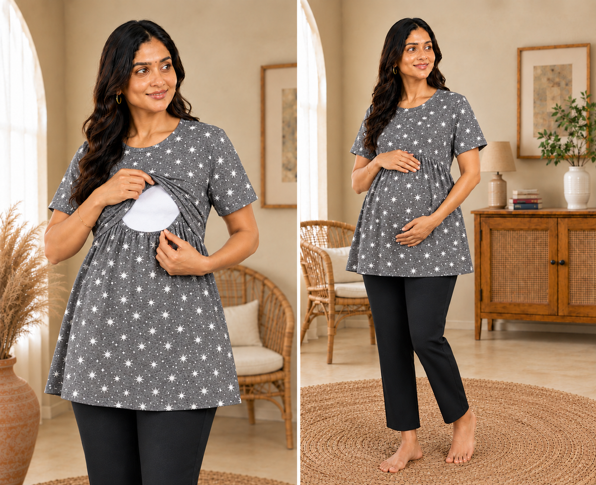 Silver Stars - Feeding Peplum Top