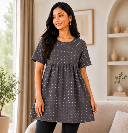Coffee Dots - Peplum Top