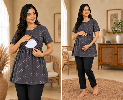 Coffee Dots - Feeding Peplum Top