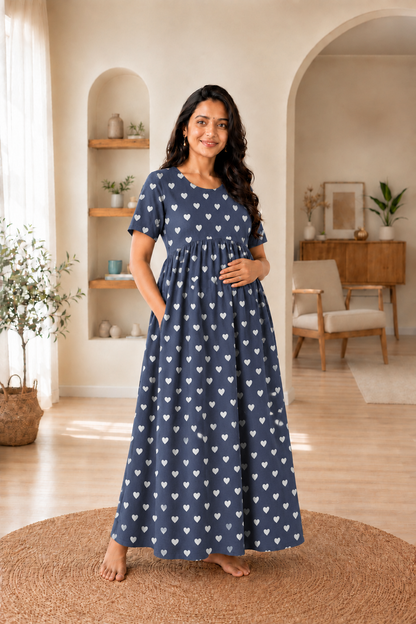 Navy Hearts - Feeding Lounge Wear