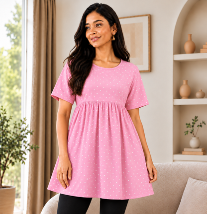 Pink polkas - Peplum Top