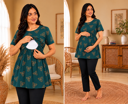 Green Butterfly - Feeding Peplum Top