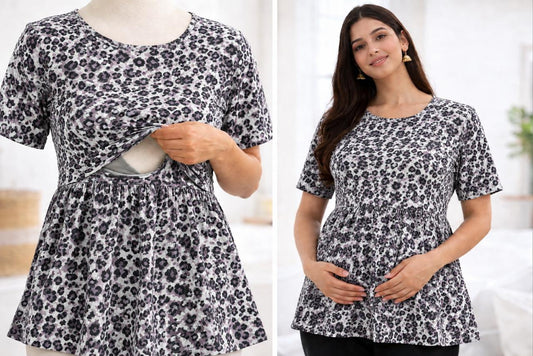 Leopard - Feeding Peplum Top