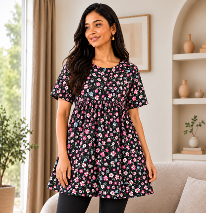 Black blossom - Peplum Top
