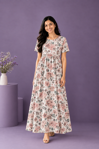 Cream Flowers - Non Feeding Lounge Wear