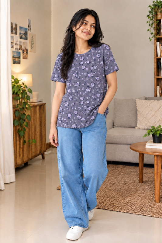 Grey Flowers - Tshirts