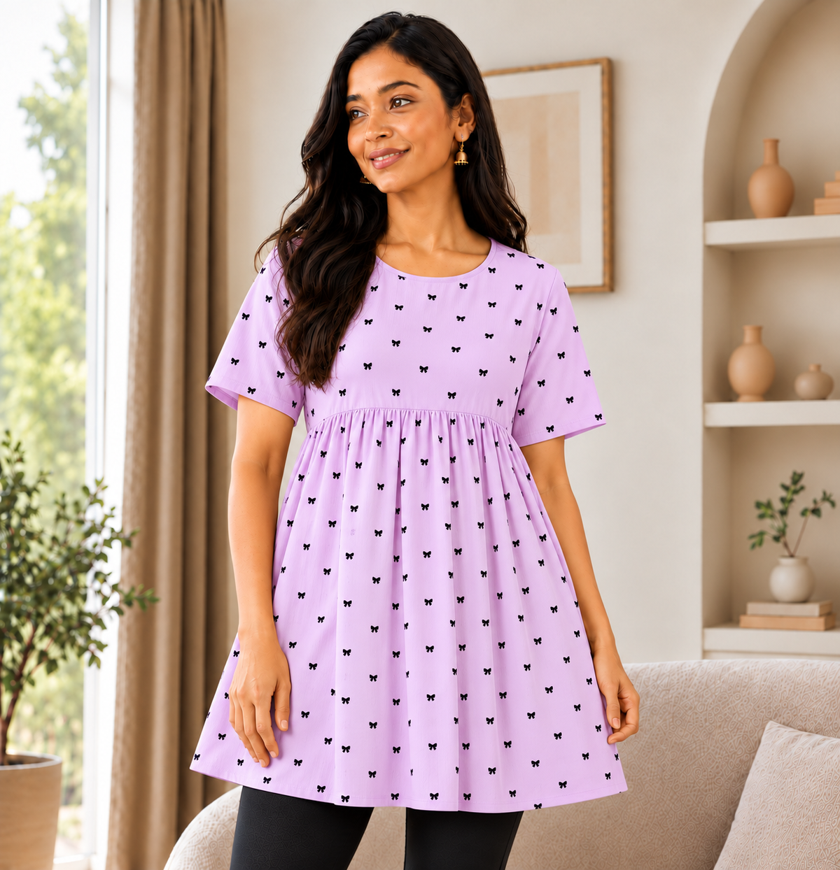 Pink bow - Peplum Top