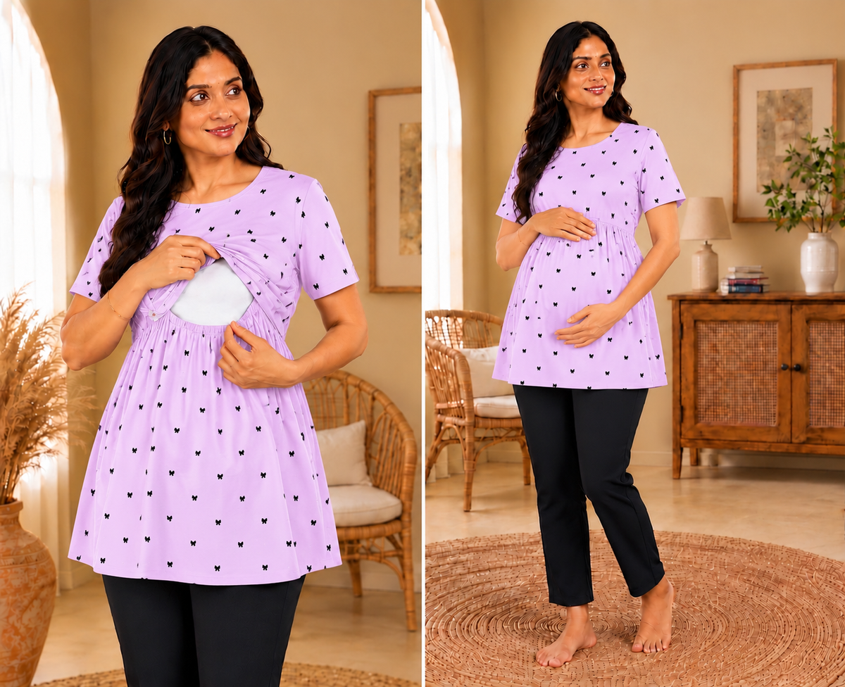 Pink bow - Feeding Peplum Top
