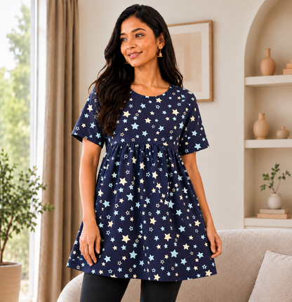 Starry Navy - Peplum Top