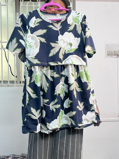 White flowers - Feeding Peplum top