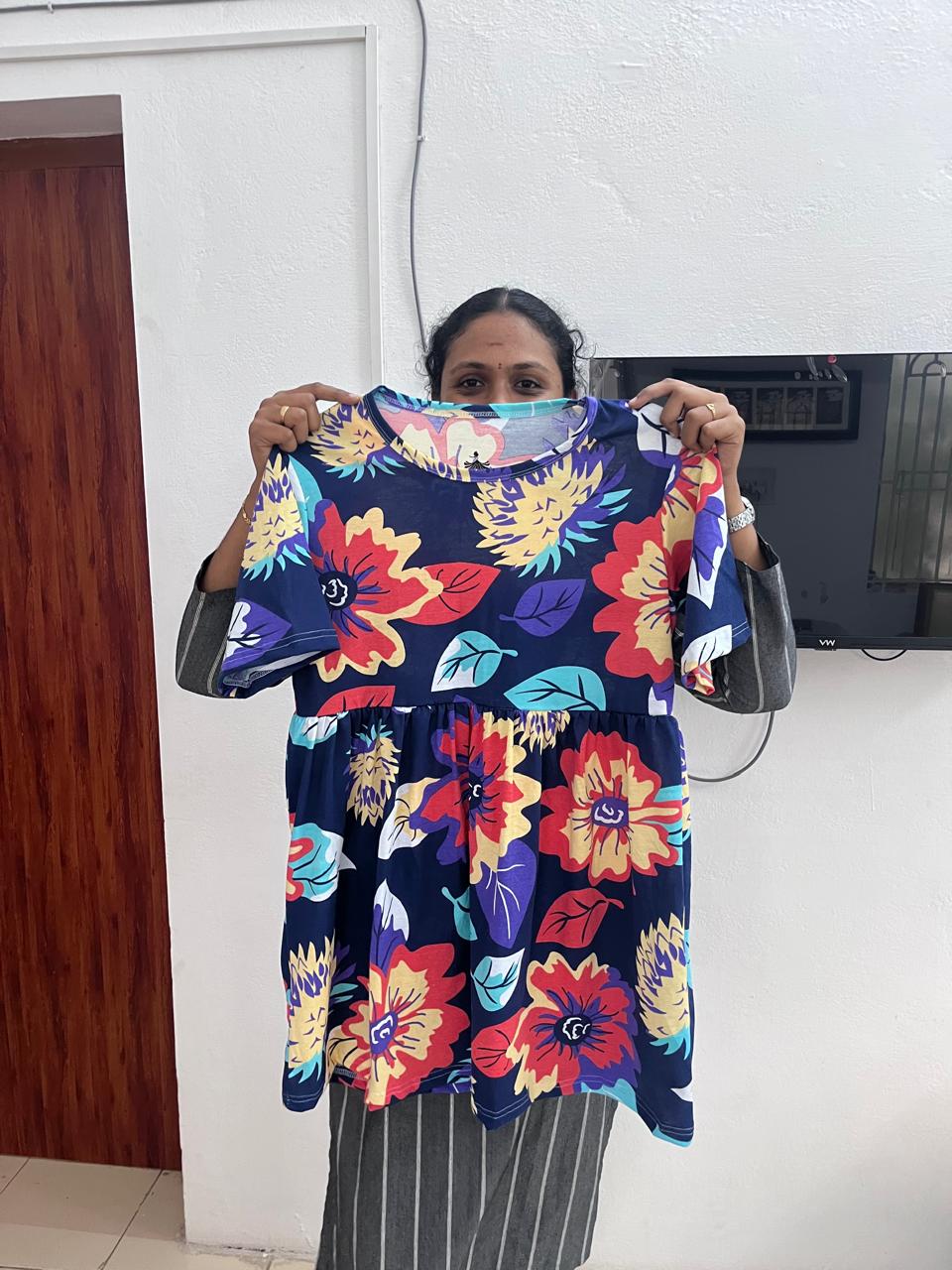 Neon Flowers - Peplum Top